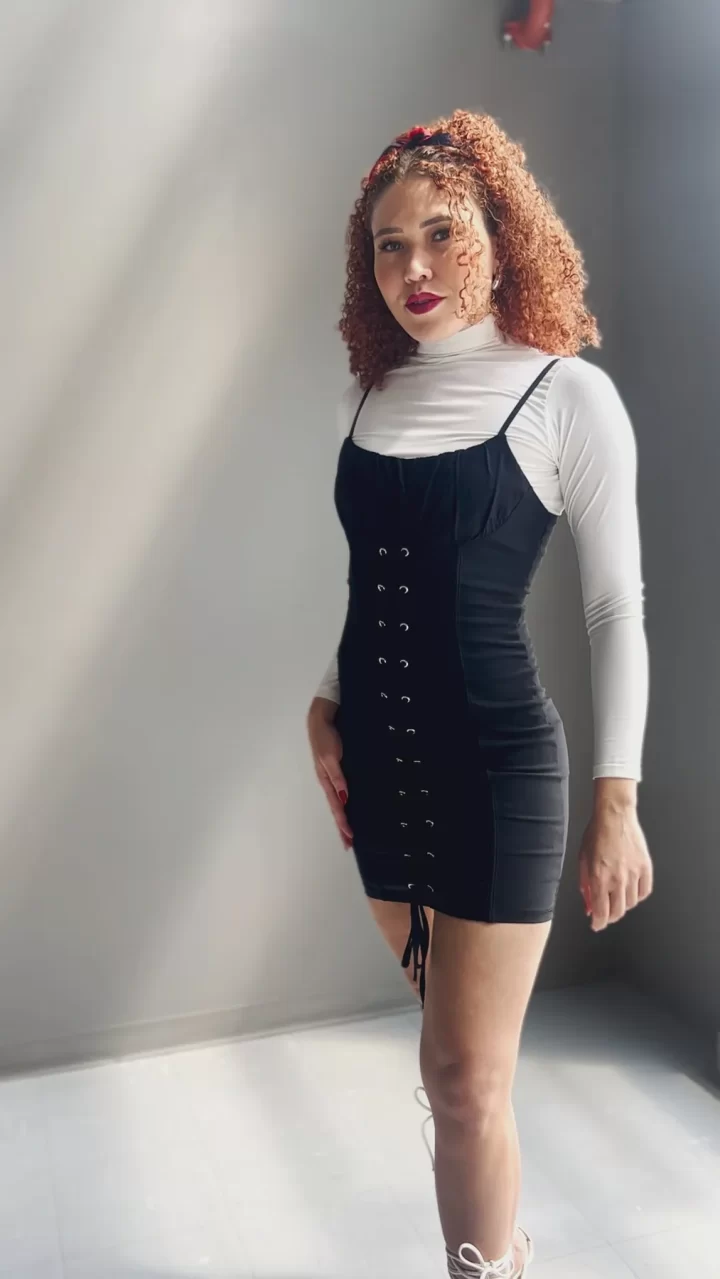VESTIDO TIPO CORSET NEGRO - Imagen 2