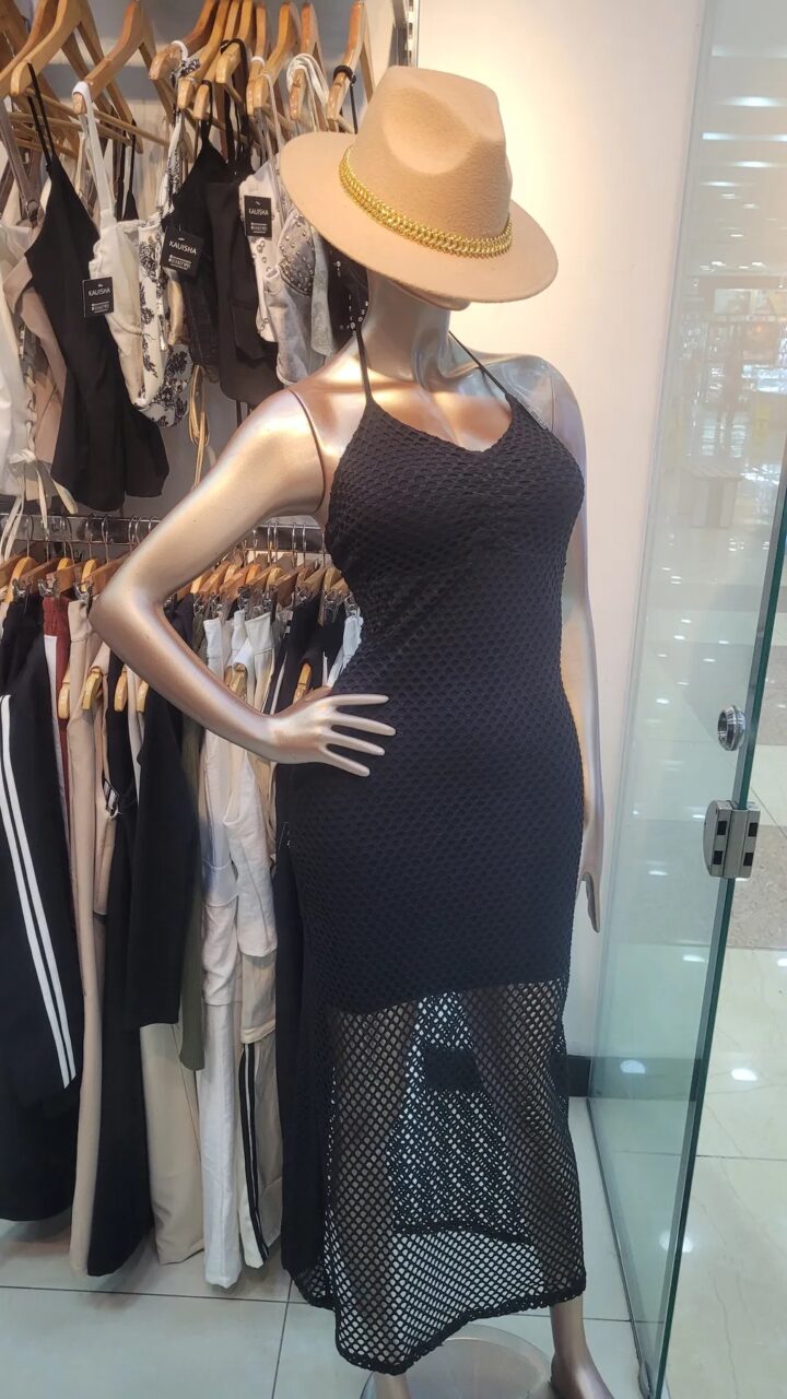 VESTIDO LARGO CON MALLA