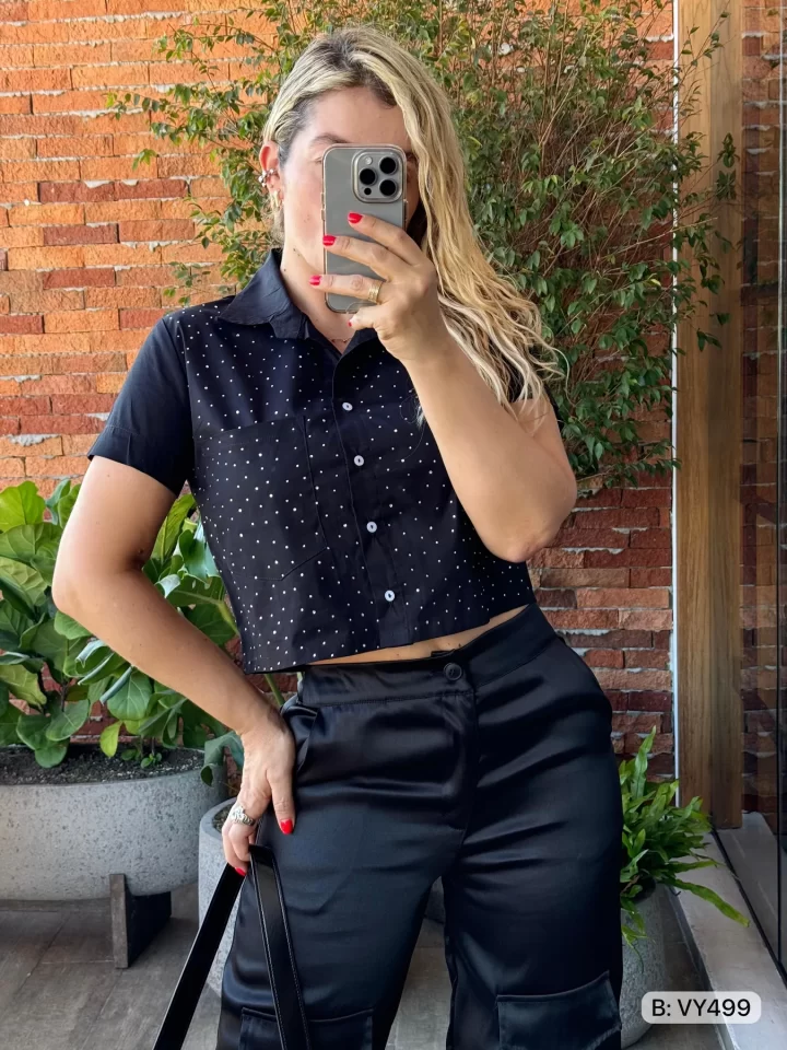 CAMISA CORTA CON BRILLO - Imagen 2