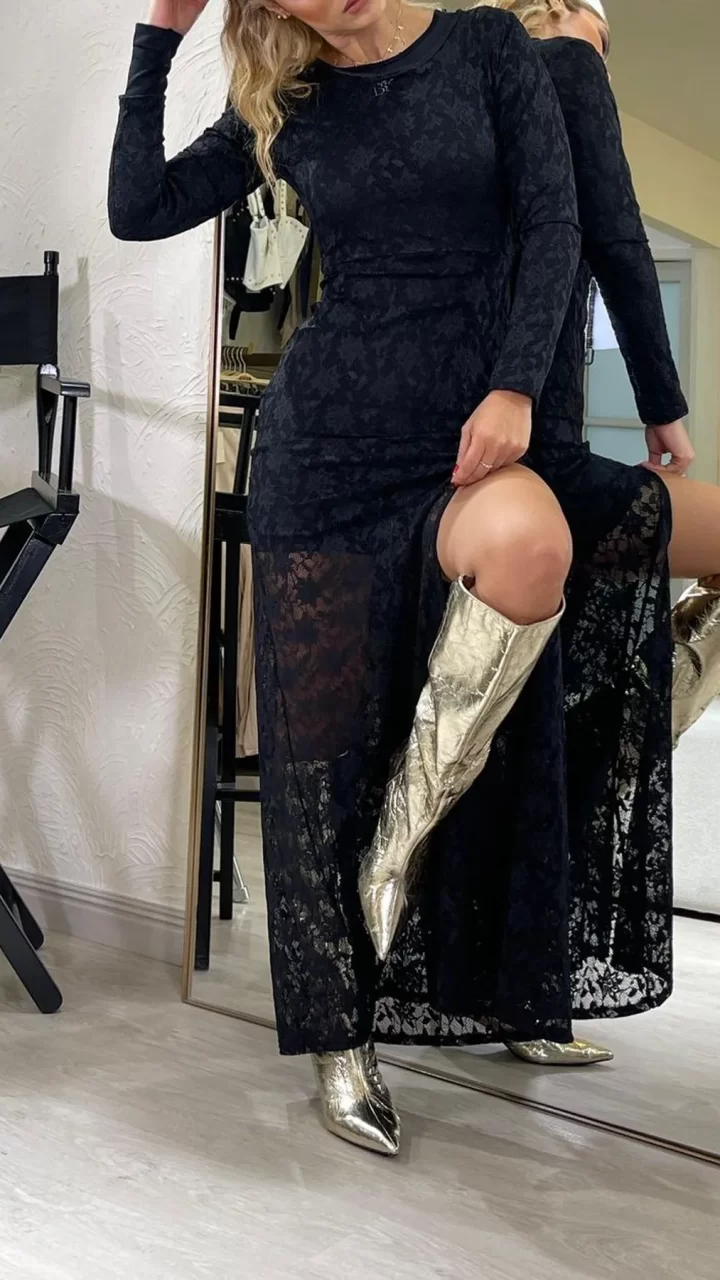 VESTIDO MAXI BLONDA NEGRO