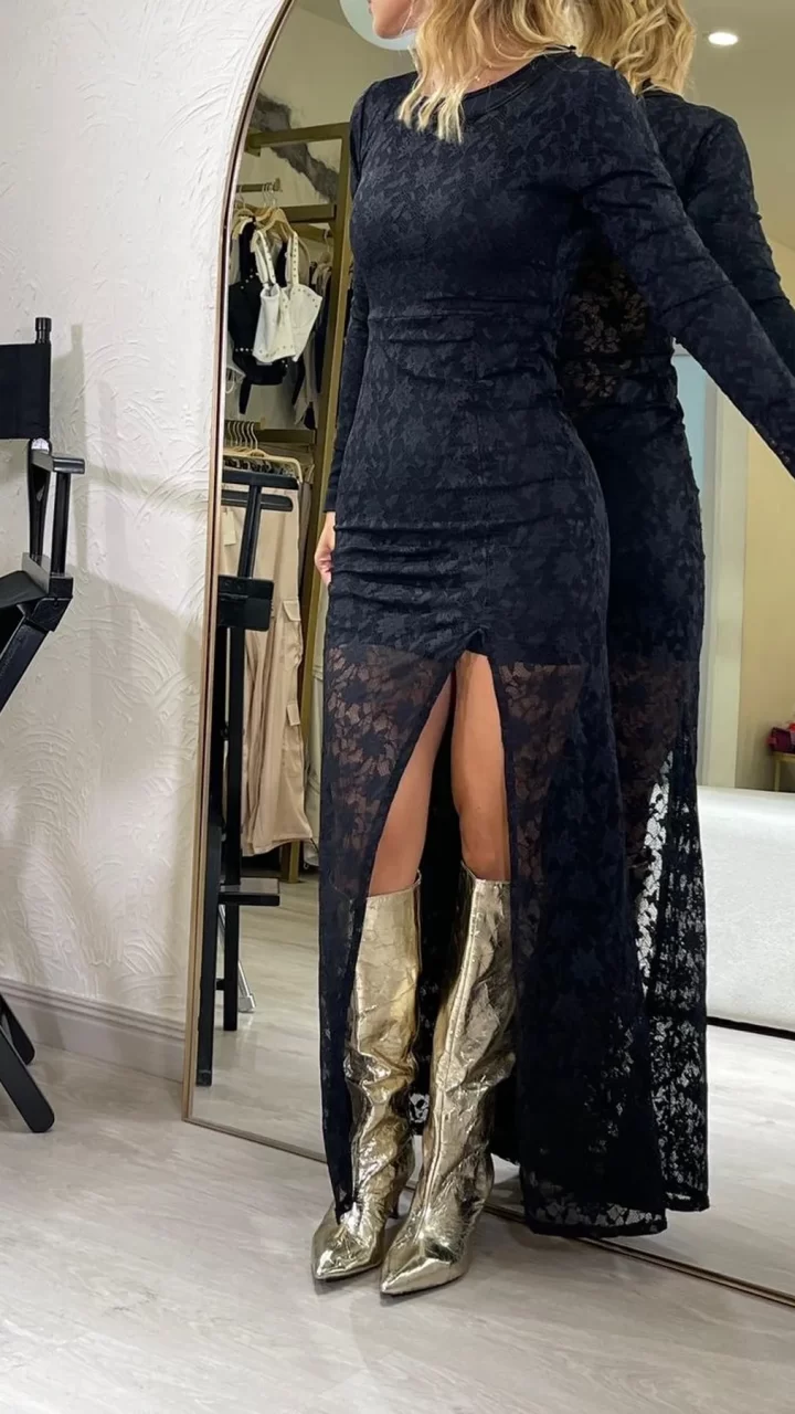 VESTIDO MAXI BLONDA NEGRO