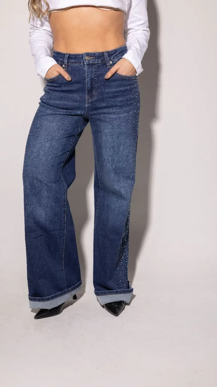 JEAN AZUL CON BRILLO LATERAL