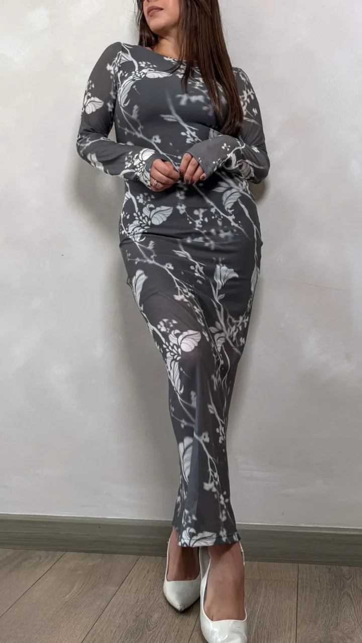 VESTIDO LARGO ESTAMPADO EN MALLATEX ELVA