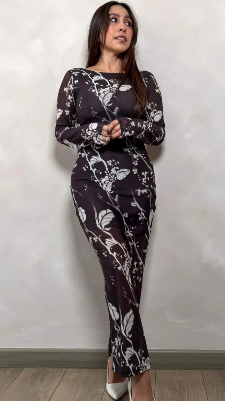 VESTIDO LARGO ESTAMPADO EN MALLATEX ELVA