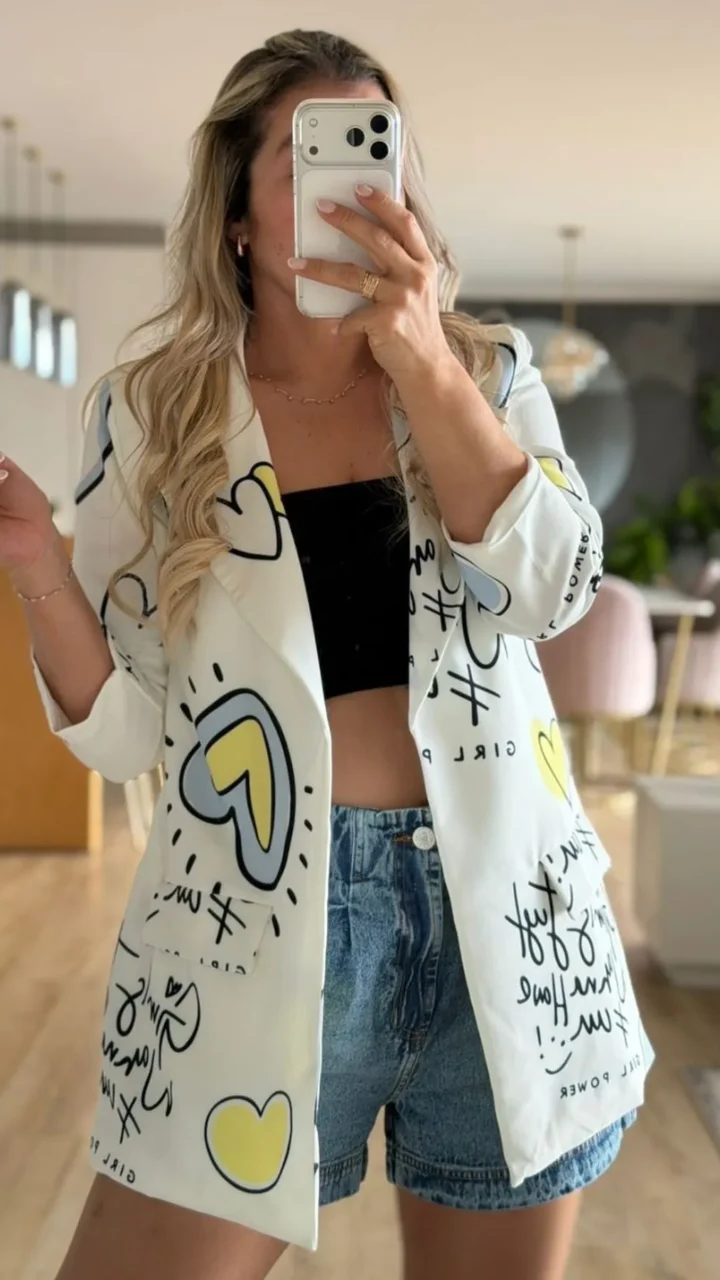 BLAZER CON ESTAMPADO DE CORAZONES