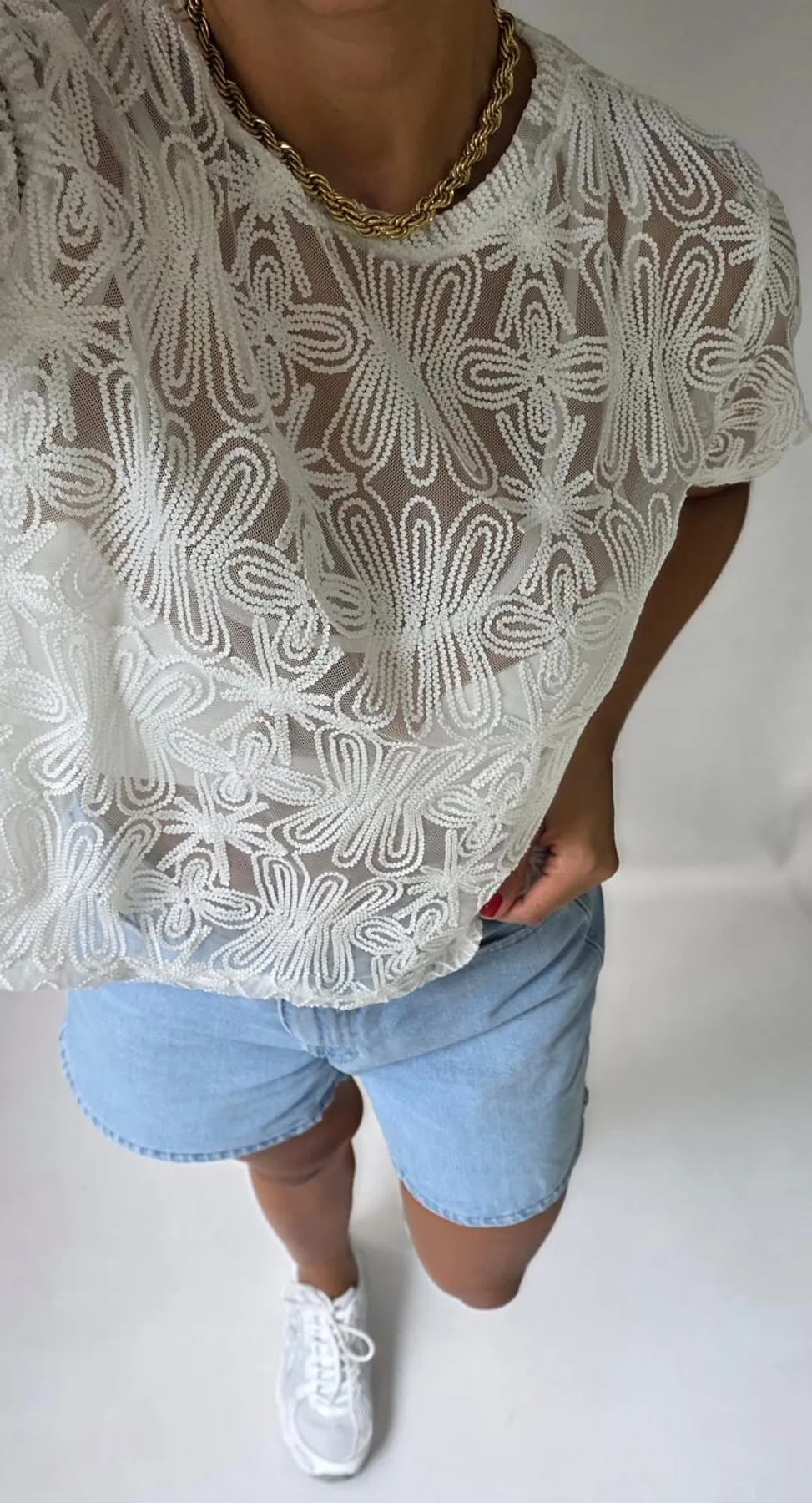 BLUSA EN CROCHET MANGA CORTA - Imagen 3