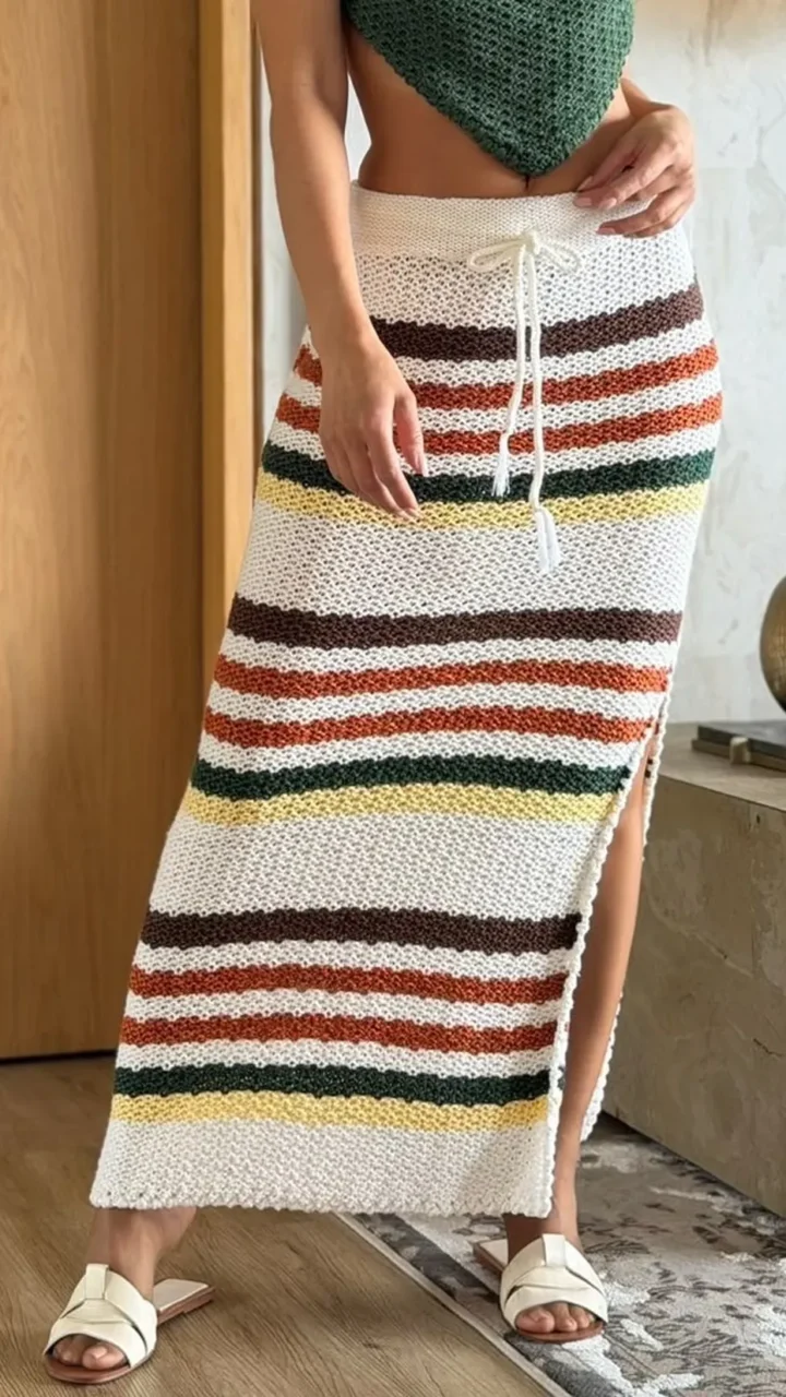 FALDA HILO RAYAS Y AVERTURA